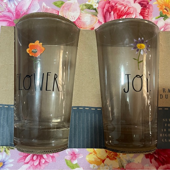 Rae Dunn 4 glass cup set spring - Picture 2 of 3